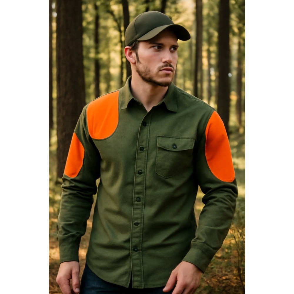 Ideal Products Mens Long Sleeve Hunting Shirt Orange Olive Green‎ Outdoors
